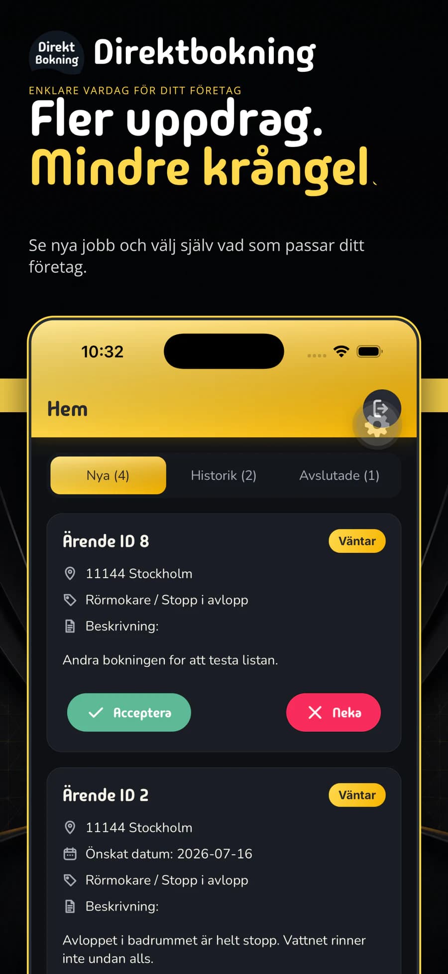 Nya uppdrag i Direktbokning för anslutna företag